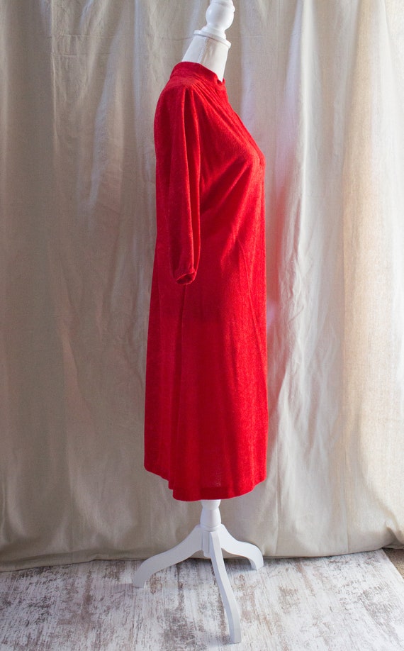 Vintage 1970s Red Terry Cloth Midi Dress - image 5