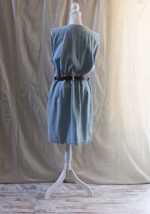 Vintage 1990s Sleeveless Belted Denim Mini Dress - image 3