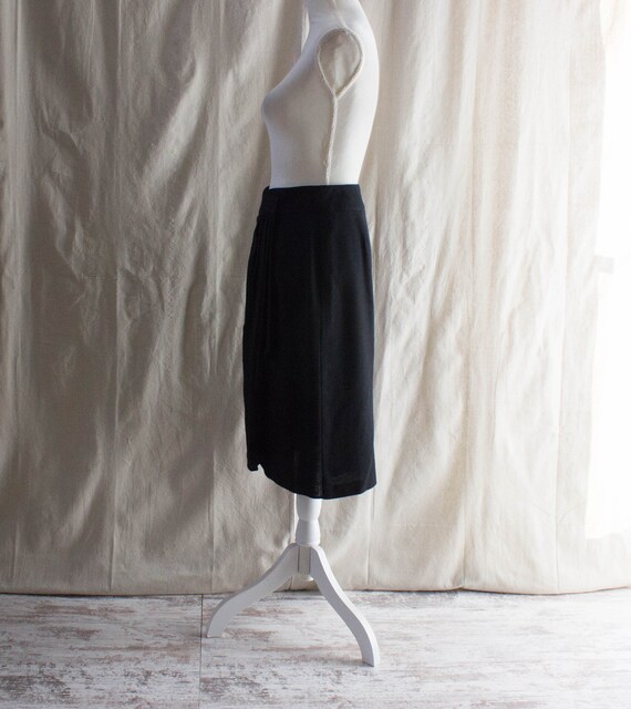Vintage 1980s Black Wool Wrap Skirt - image 2