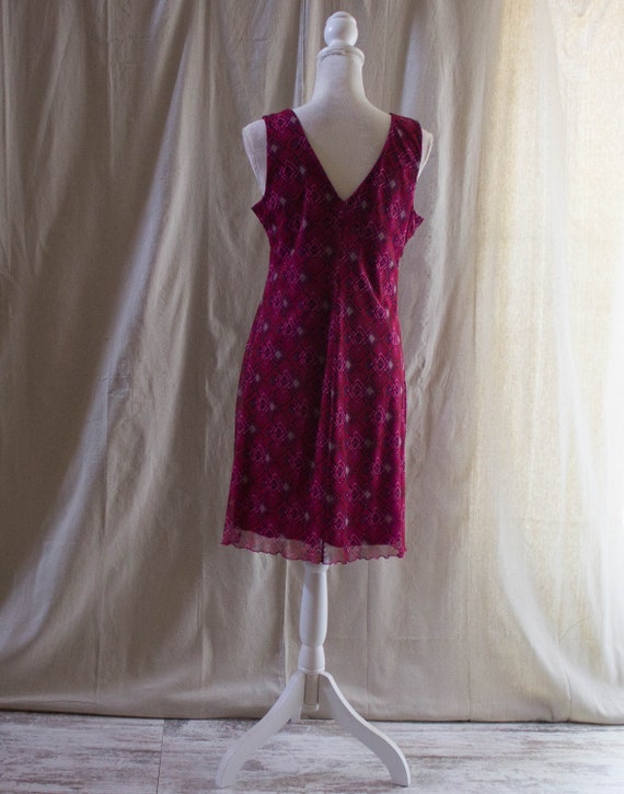 Vintage Y2K Pink Diamond Print Tank Mini Dress - image 2