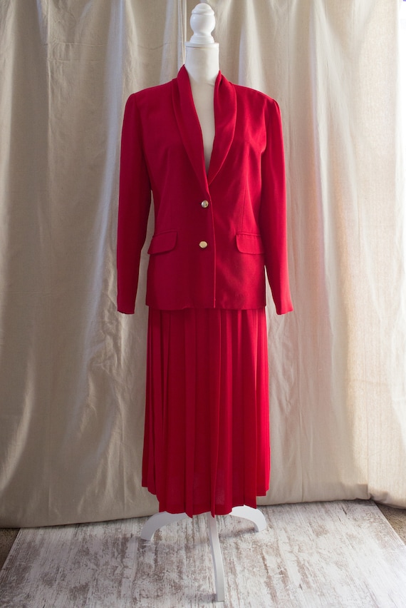 Vintage Red Skirt Suit Set - image 1