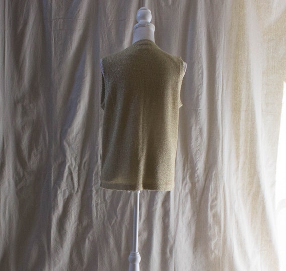 Vintage 1990s Gold Lurex Knit Sweater Vest - image 3