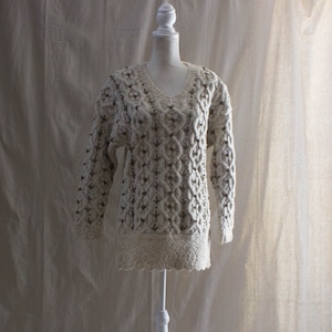 Vintage 1990s Cream Hand Knit Sweater