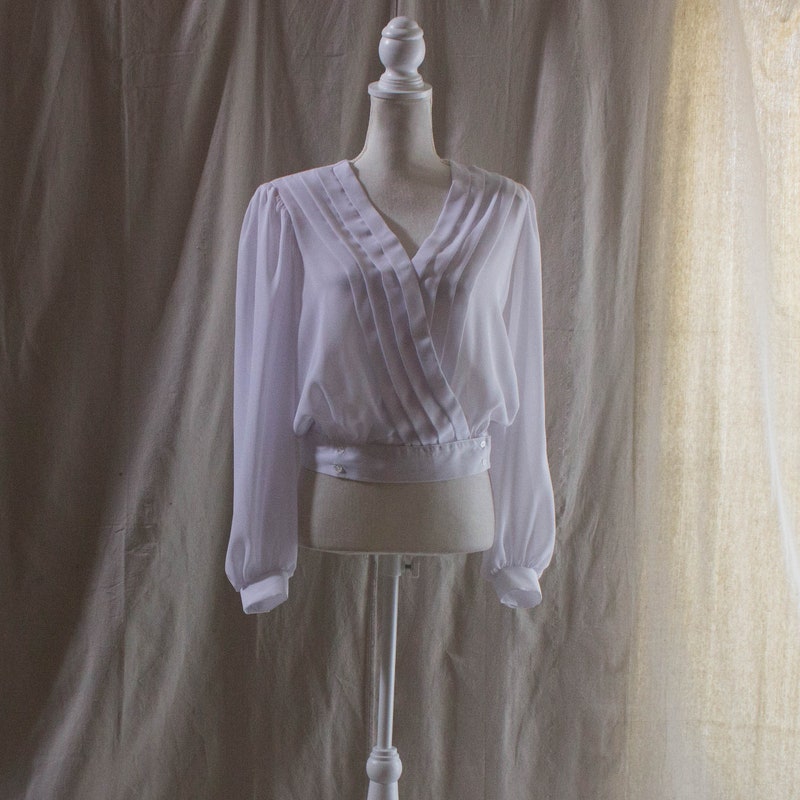 80's Front Zip Fitted Metallic Blouse main image 1