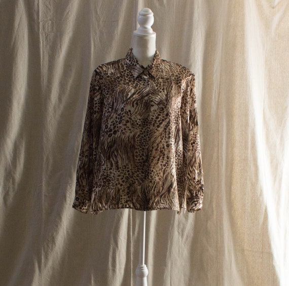 Vintage 1990s Sheer Animal Print Blouse - image 1