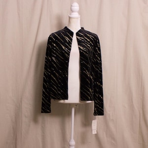Vintage 1980s Black Velvet Jacket with Gold Glitter