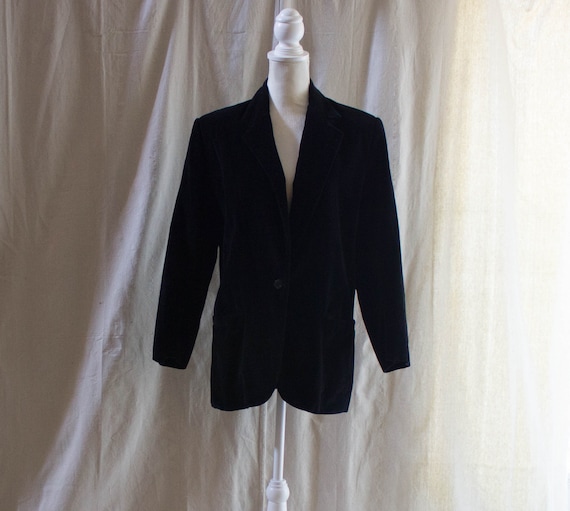 Vintage 1980s Black Velvet Blazer - image 2