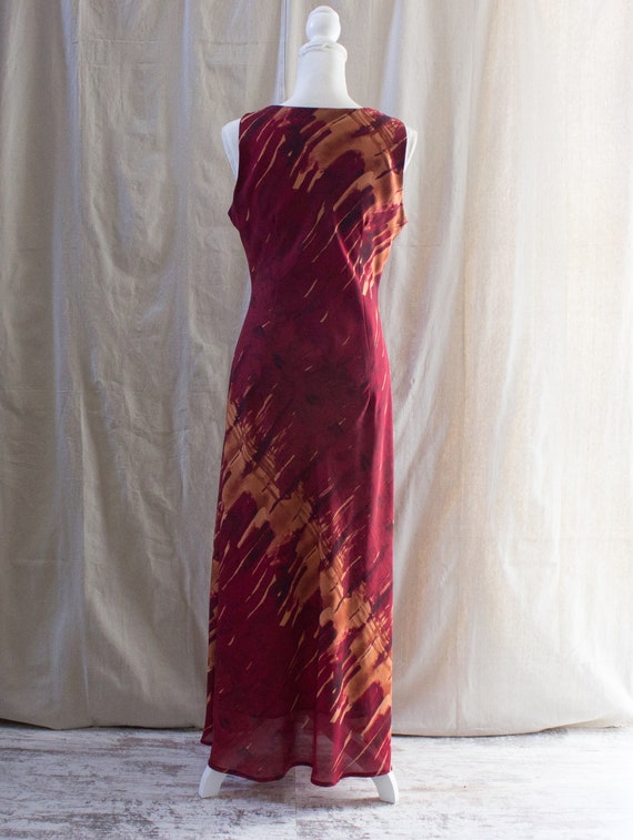 Vintage 1990s Red Abstract Print Maxi Dress - image 3