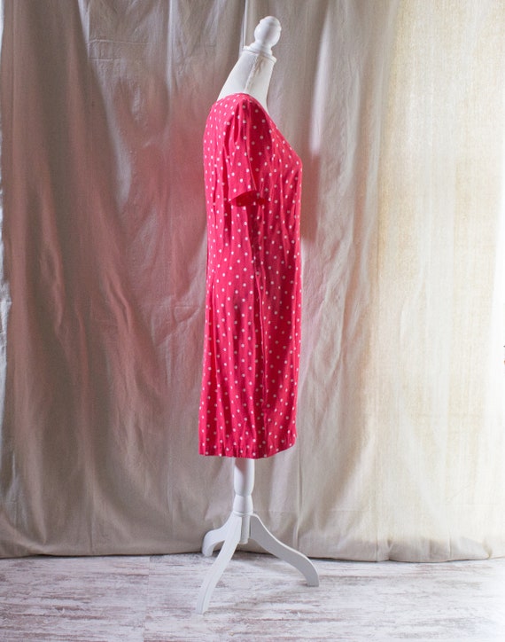 Vintage 1990s Coral and White Polka Dot Dress - image 4