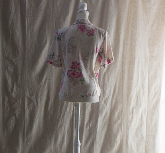 Vintage 1990s Pink Floral Short Sleeve Blouse - image 3