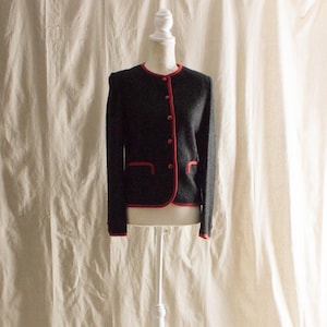 Vintage 1960s Black Jacket with burgundy Contrast