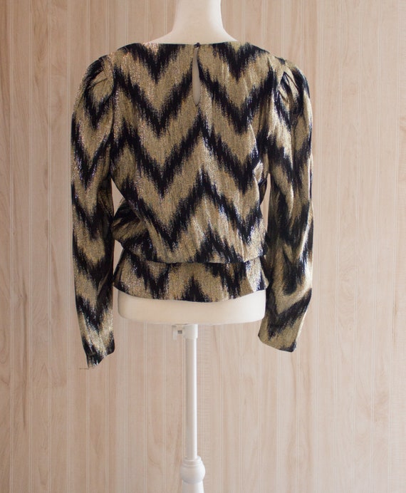 1980s Chevron Peplum Top - image 3