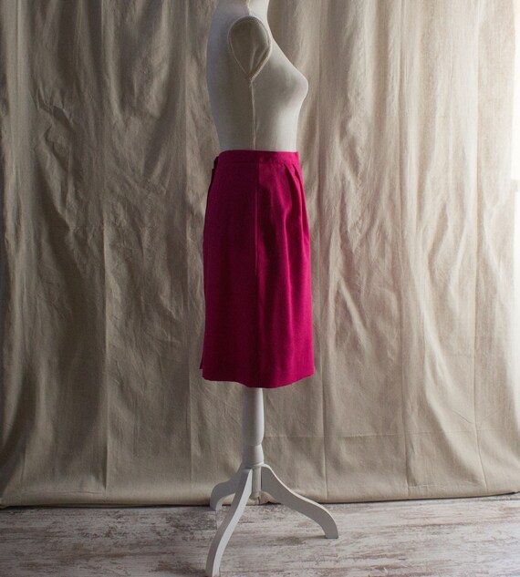 Vintage 1980s Fuchsia Pink Textured Pencil Skirt - image 4