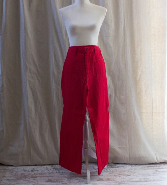 Vintage 1970s Red Flare Denim Jeans