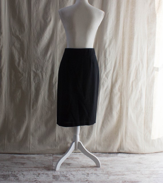 Vintage 1980s Black Wool Wrap Skirt - image 3