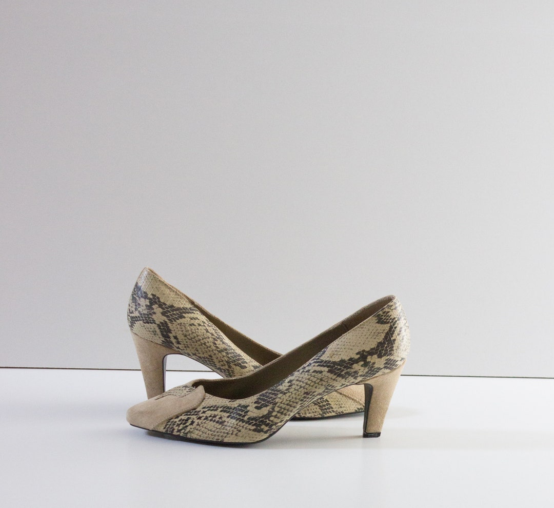 Vintage Two-tone Snake Print Pumps Australia