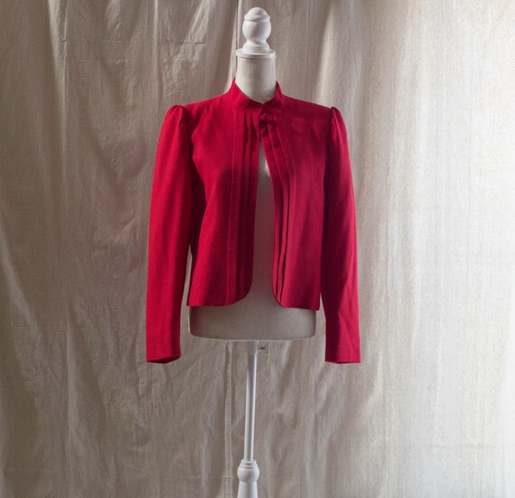 Vintage 1980s Red pleated Front Blazer - image 1