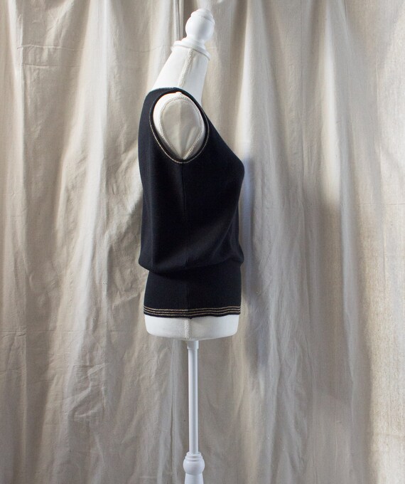 Vintage 1980s Black and Gold Sleeveless Sweater - image 4