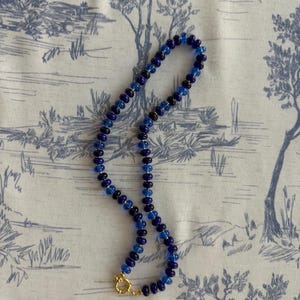 sapphire royal blue | multi color |beaded gemstone candy necklace | 18kt gold clasps