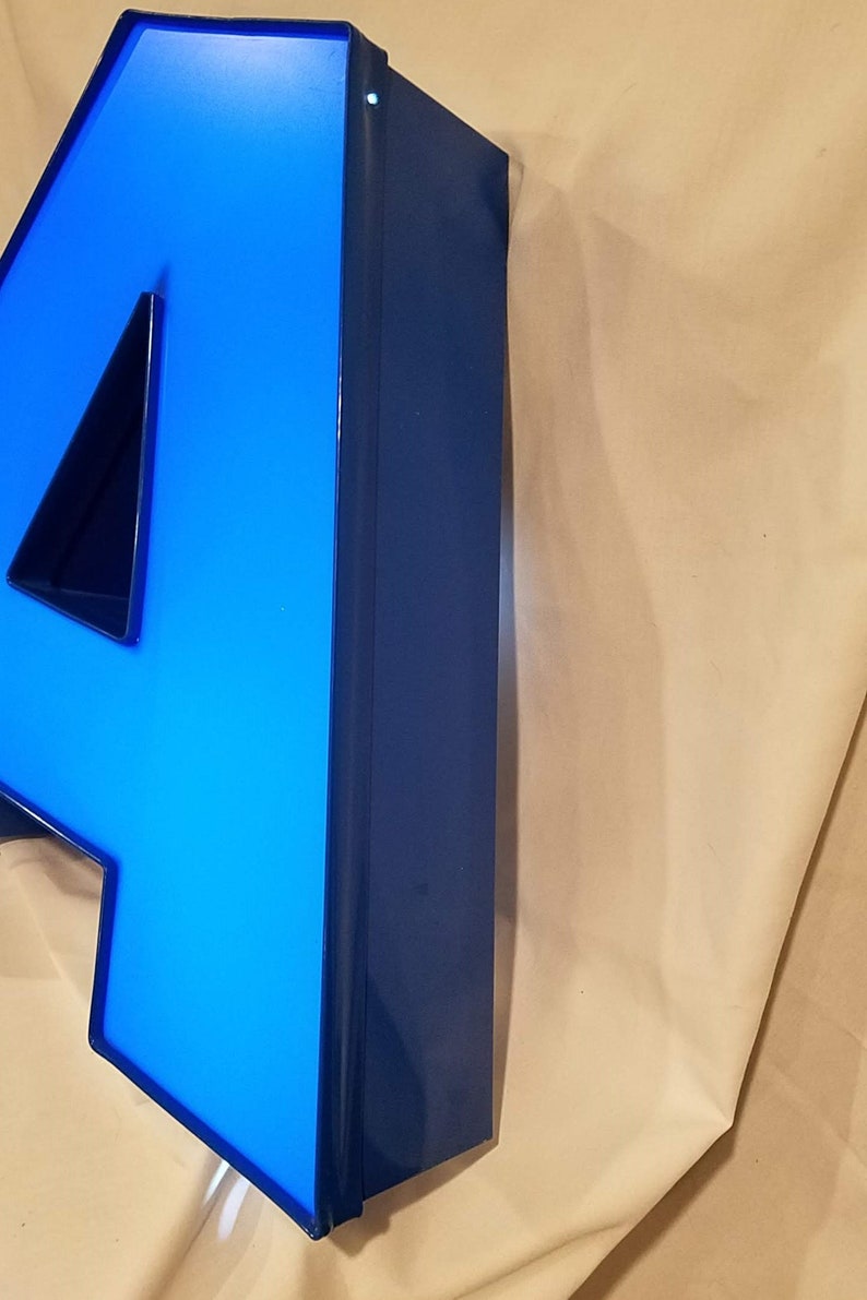 LETTER A Retro Marquee Channel Letter A Vintage Sign Blue LED