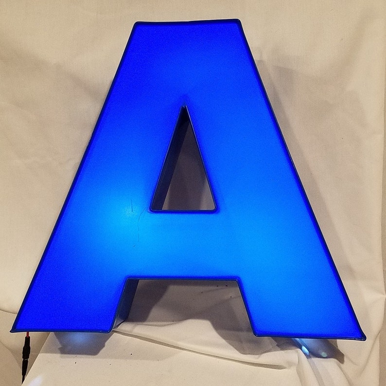 LETTER A Retro Marquee Channel Letter A Vintage Sign Blue LED