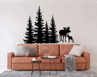 Moose wall decal Set of 10 Nature Wilderness Cabin themed Woods stickers
