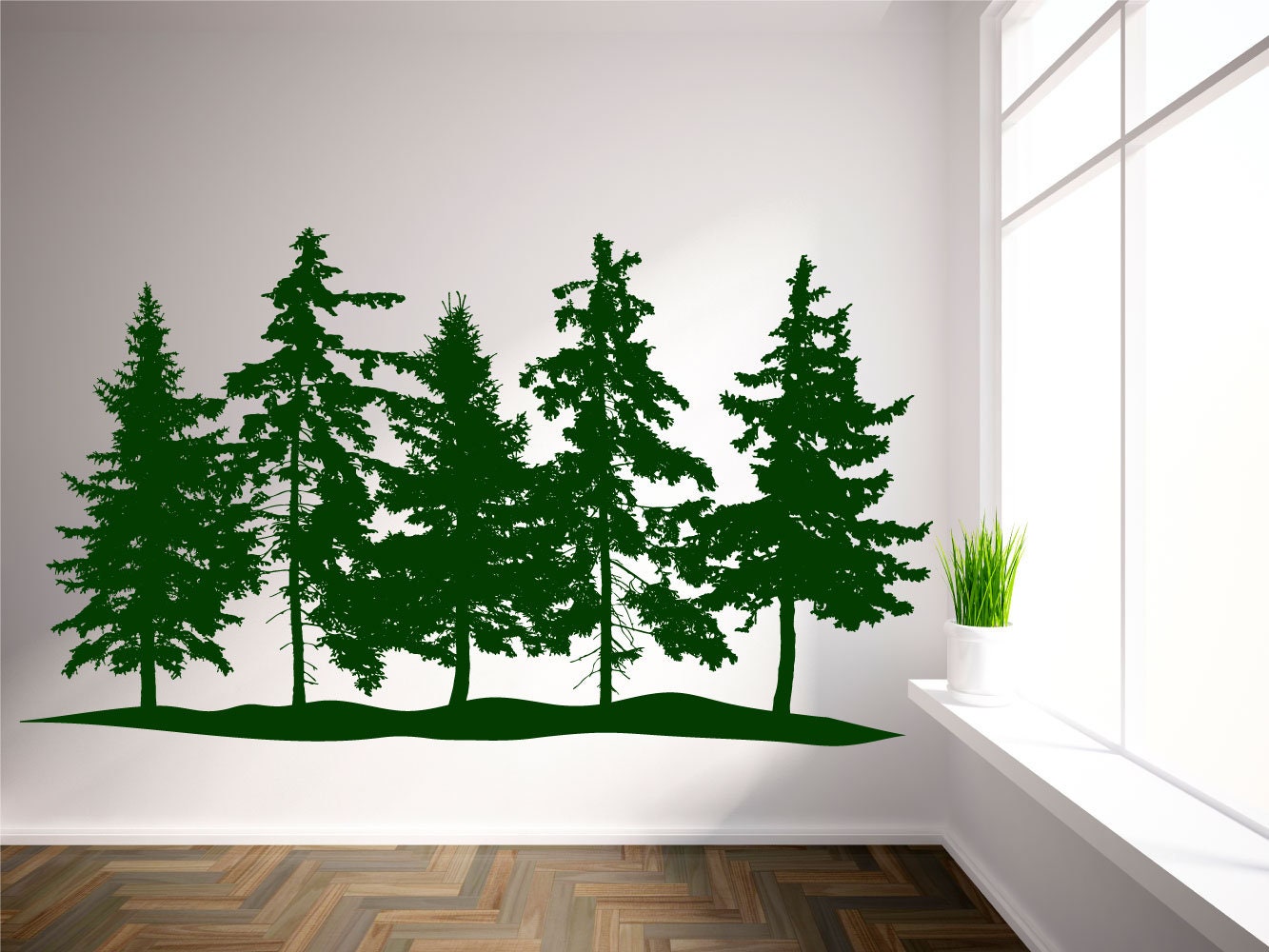 Pine Trees Forest Vinyl Wall Decal Sticker Home Decor Art Etsy