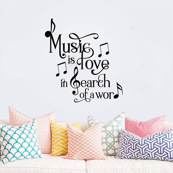 Music Is Love In Search Of A Word Vinyl Decal Wall Sticker Words Home Decor