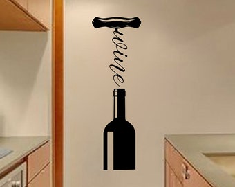 g1157 Vinyl Wall Decal Alcohol Drink Bar Wine Glass Bottle Kitchen Stickers