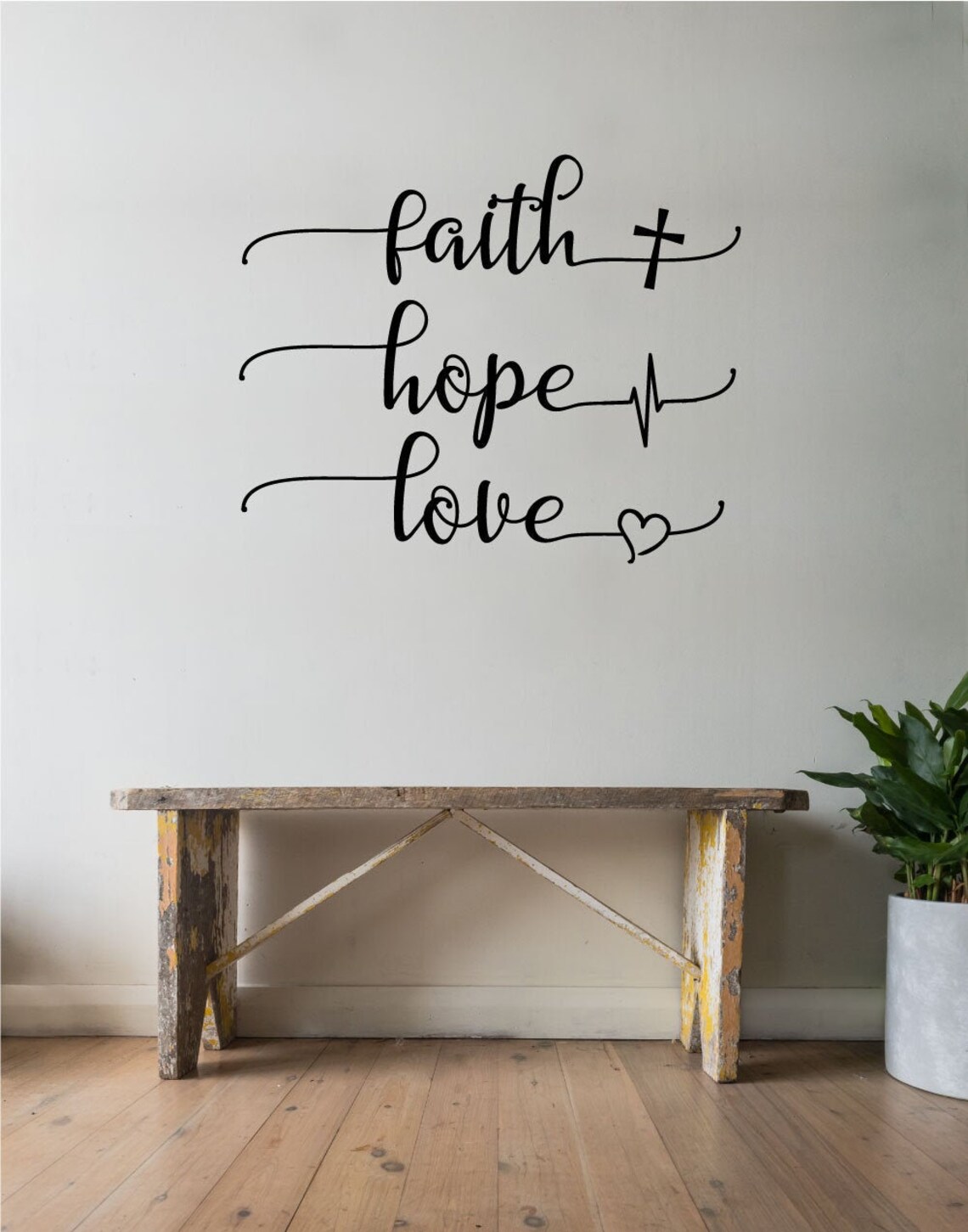 Faith Hope Love Vinyl Wall Words Decal Sticker Home Decor Art Etsy