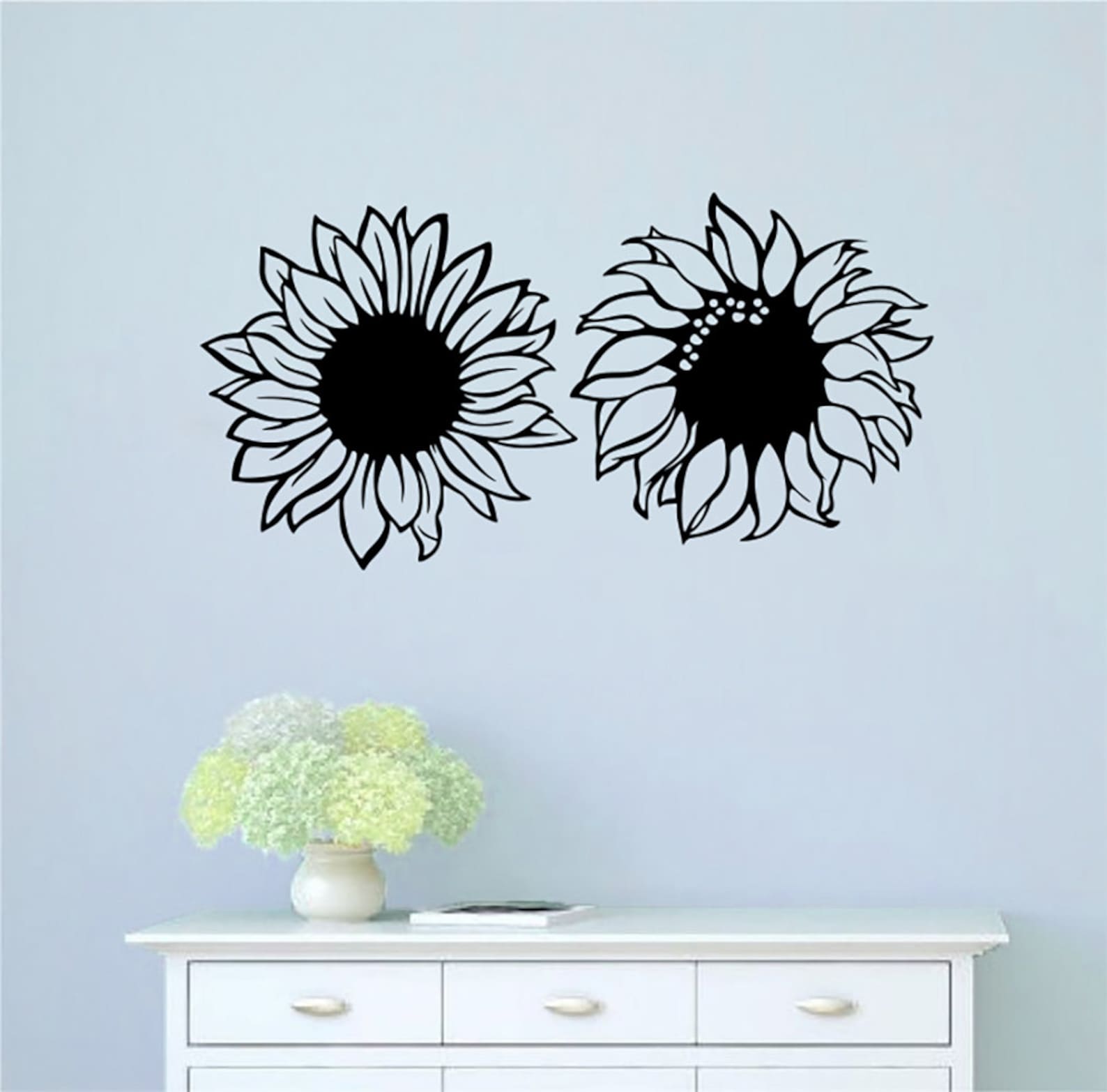 Sunflowers Vinyl Wall Decal Sticker Floral Home Decor Art Etsy