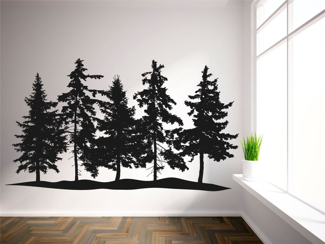 Pine Trees Forest Vinyl Wall Decal Sticker Home Decor Art Etsy