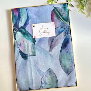 Handmade Floral Print Cotton Scarf: Sea Green Beach Sarong