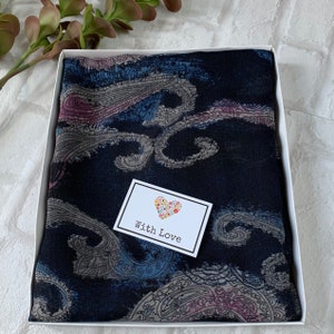Paisley Organic Cotton Scarf with Hibiscus Print - Gift Box Option