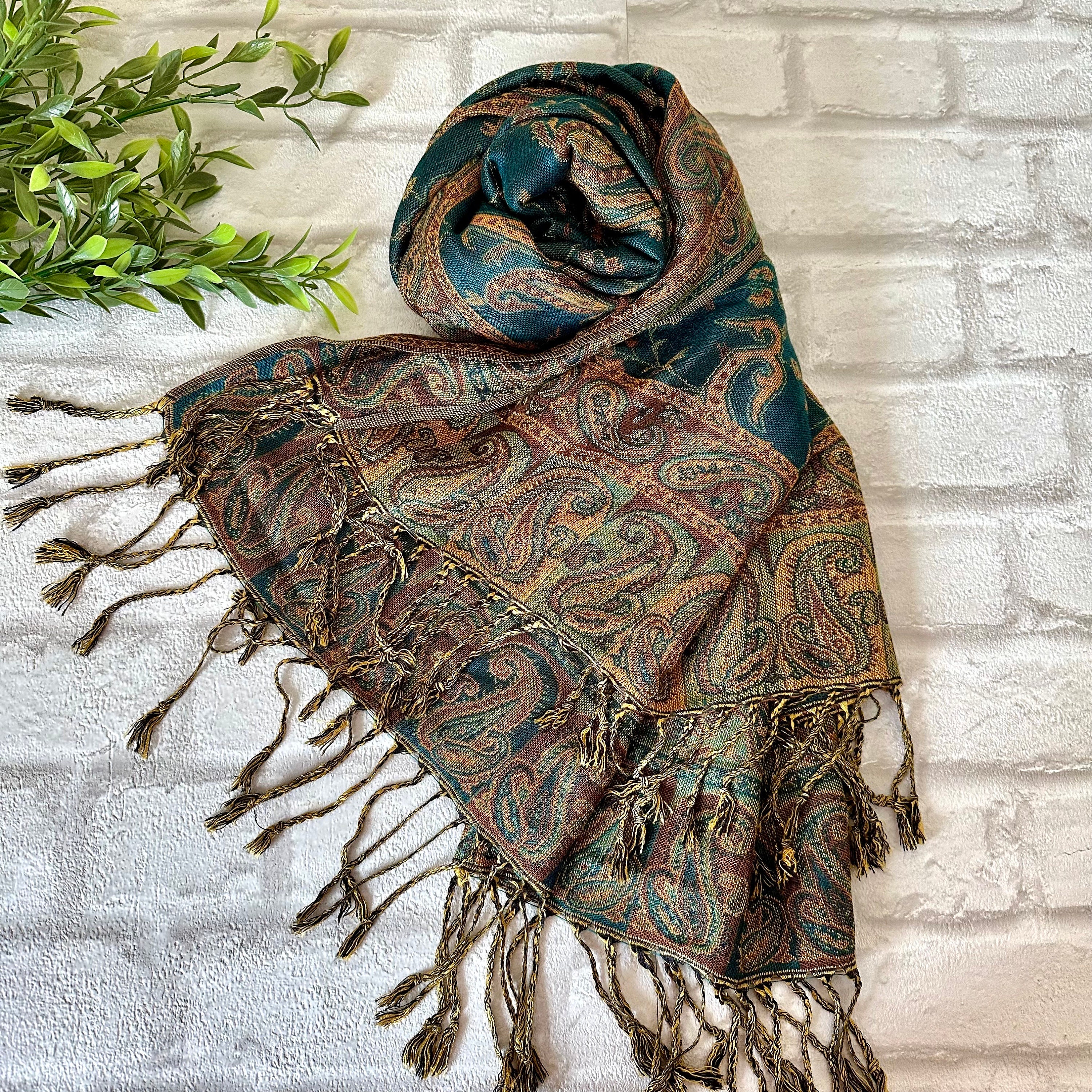 Foulard Pashmina beige à motifs - Prêt-à-Porter