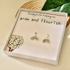 Aquamarine Leaf Clip On Earrings: Sterling Silver Dangle