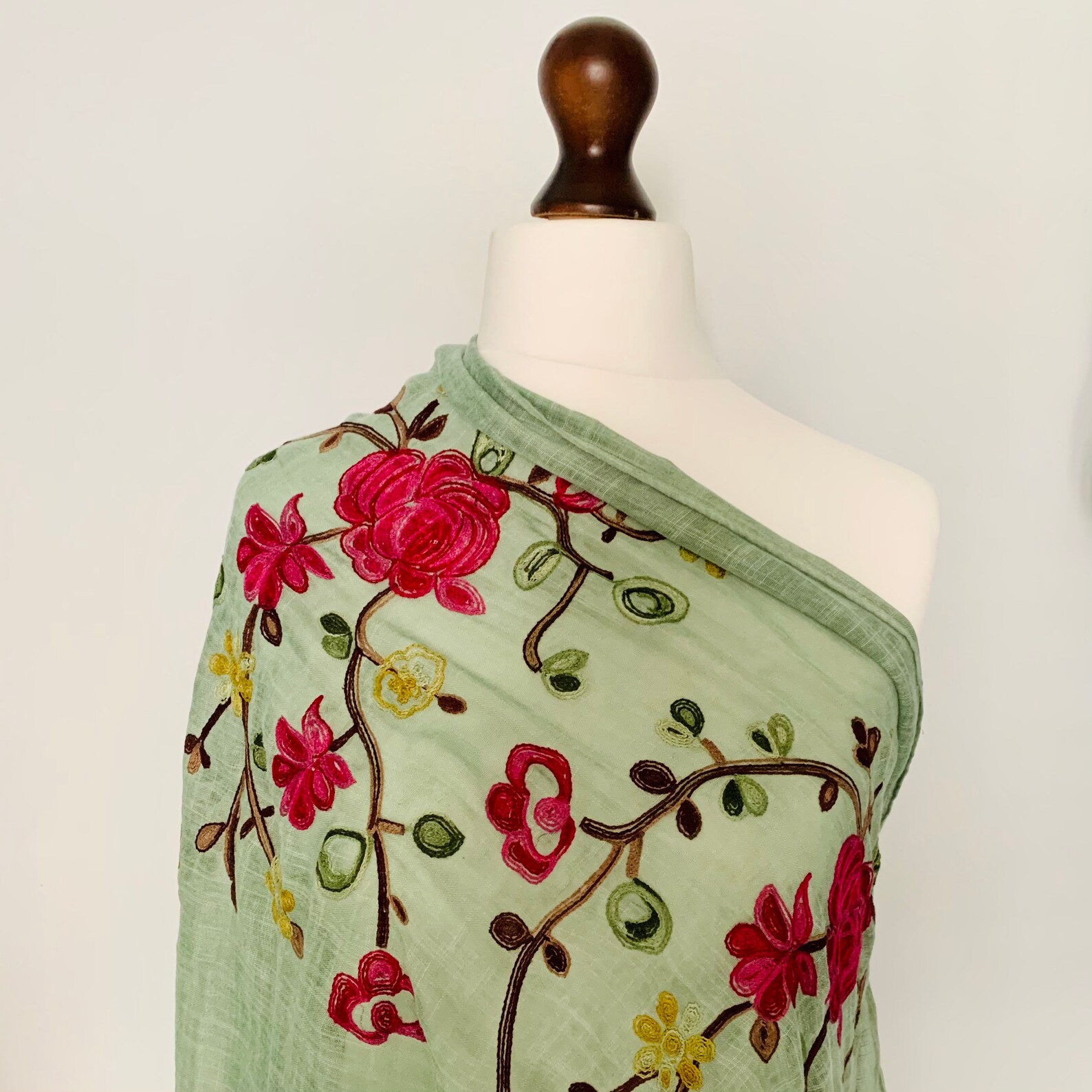 Embroidered Thread Green Scarf/ Womens Scarf Autumn Winter Etsy UK