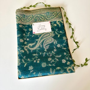 Personalized Green Pashmina Scarf: Embroidered Paisley Shawl