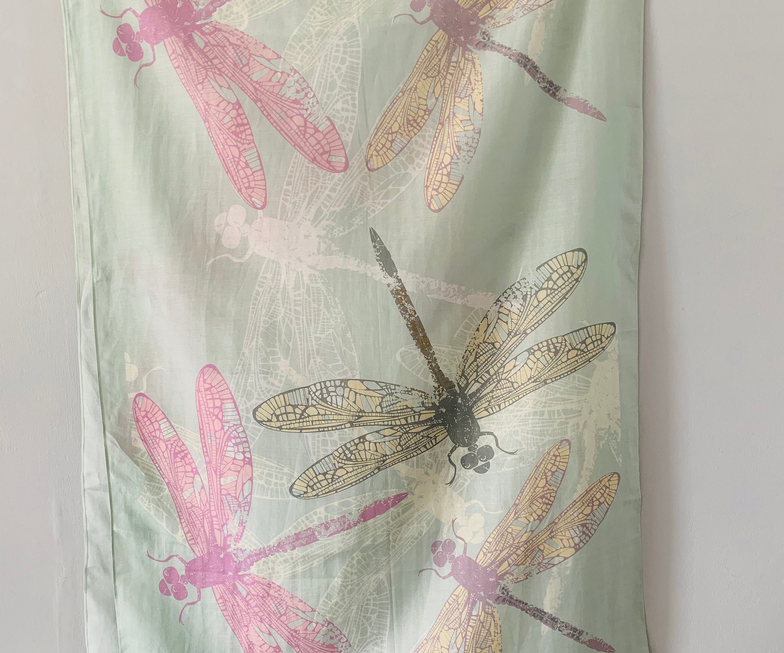 Scarves For Women Gold Foil Dragonfly Print Women'... - Grandado