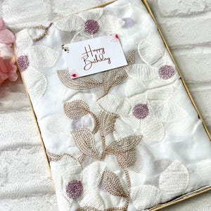 Embroidered Floral Linen Scarf: Lightweight Beach Shawl