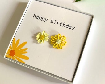 Birthday Gifts For Friend Girl Clay Summer Flowers Birthday Yellow Pink Green Blue Gifts For Her Wedding Bride Letterbox Gift Jewellery