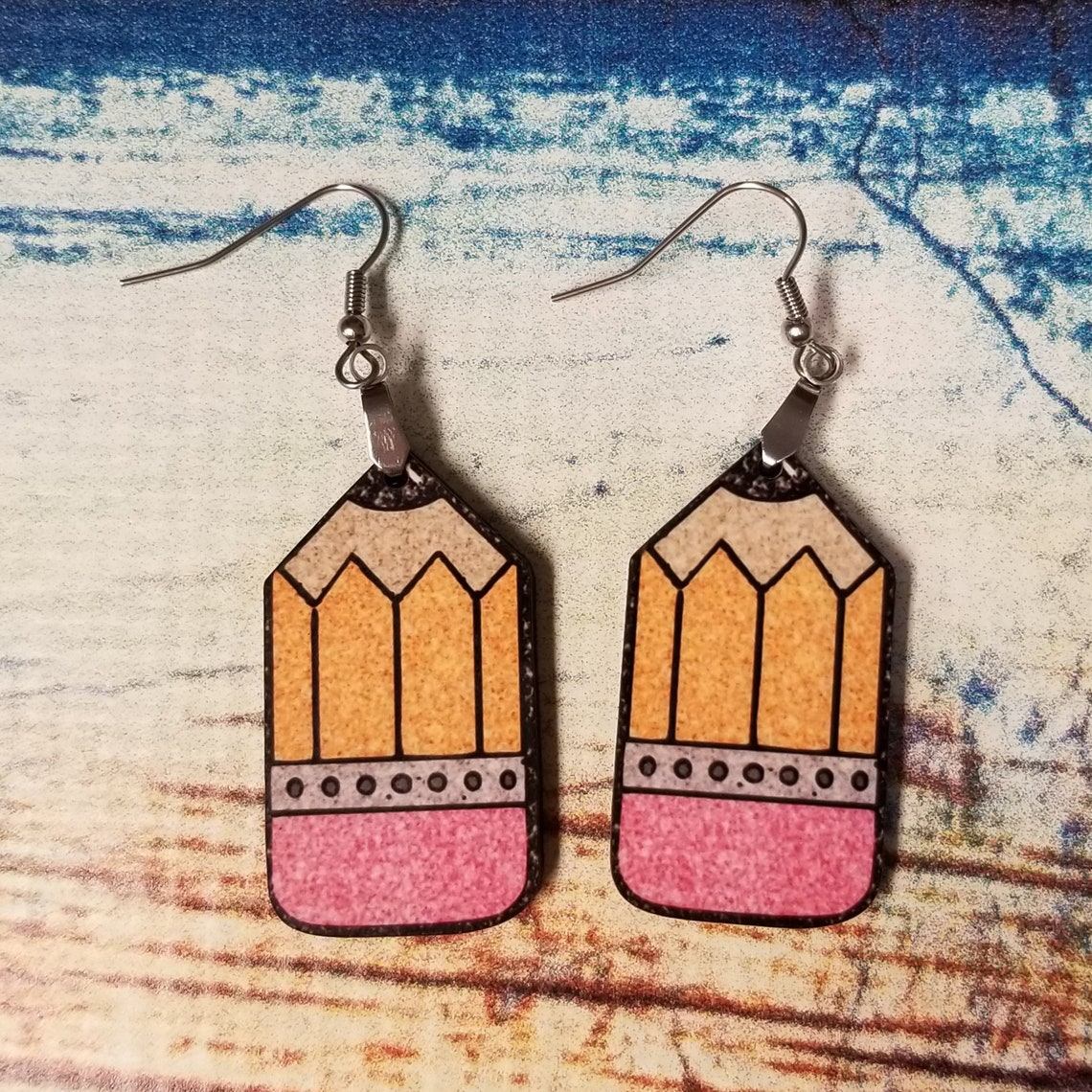 Pencil Earrings Teacher Gift Dangle Drop Earrings Double Etsy