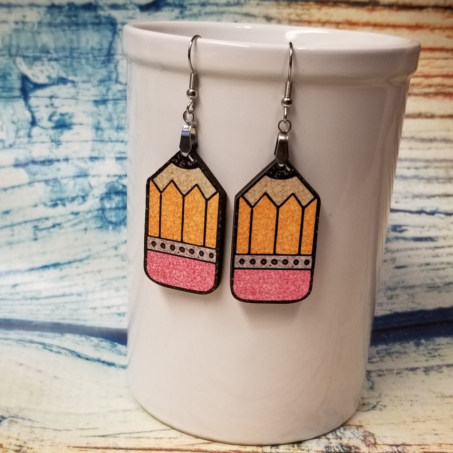 Pencil Earrings Teacher Gift Dangle Drop Earrings Double Etsy