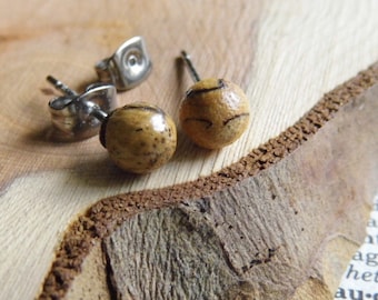 ZEBRA HOLZ STUD Ohrringe // Bio Holz Ohrstecker Herren Damen // Kleine runde Ohrstecker Kreis Ohrstecker // Handmade // Geschenktüte