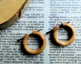 Handmade OLIVE WOOD HOOP Earrings Small Wooden Hoops Creole Cream Womens Eco Jewellery Sustainable Earring Women Stunning Grain + Gift Bag