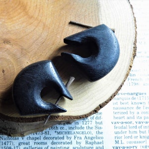 Handmade HUGGIE WOOD HOOP Earrings Black Wooden Small Organic Eco Unisex Huggies Men or Women boho festival ecojewellery sustainable hoops
