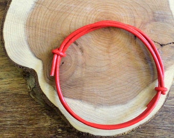 RED Real Leather Cord Surf Wrap Wristband Bracelet Anklet // Genuine Surfer Beach Surf Cuff // FULLY ADJUSTABLE Size // Men or Women Unisex