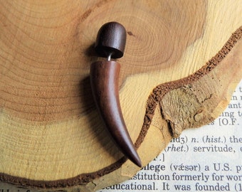 HANDMADE WOOD ORGANIC Earring Extra Small // Men Women Curved Faux Plug Gauge Expander Fake Stretcher Earrings / Eco Spike Vegan // Gift Bag