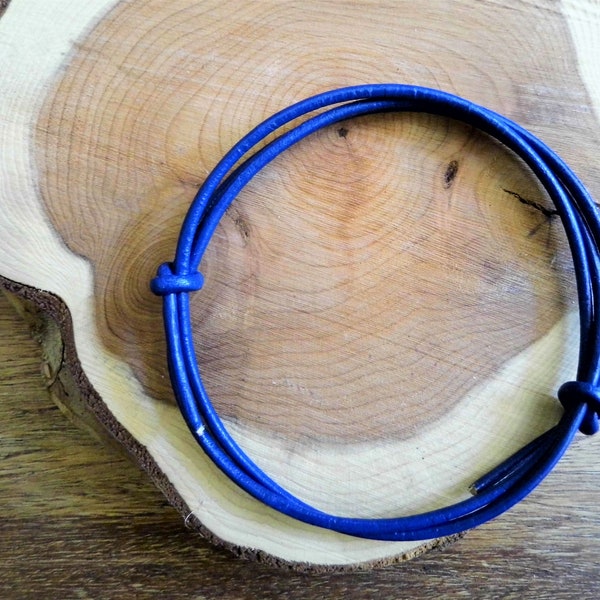 BLUE Real Leather Cord Surf Wrap Wristband Bracelet Anklet // Genuine Surfer Beach Surf Cuff // FULLY ADJUSTABLE Size // Men or Women Unisex