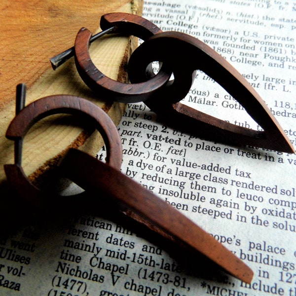 Hoops WOOD EARRINGS HANDMADE Large Dangle Drop Earring Hoops  Brown Wooden Womens Boho Festival Organic Eco ecojewellery sustainable